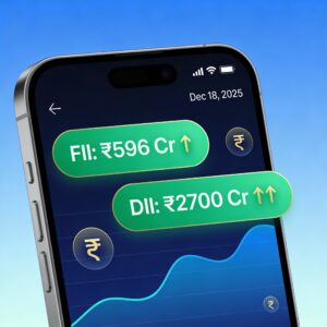 FII net buying Rs 596 crore and DII net buying Rs 2700 crore in Indian stock market on December 18 2025 with Sensex Nifty performance data